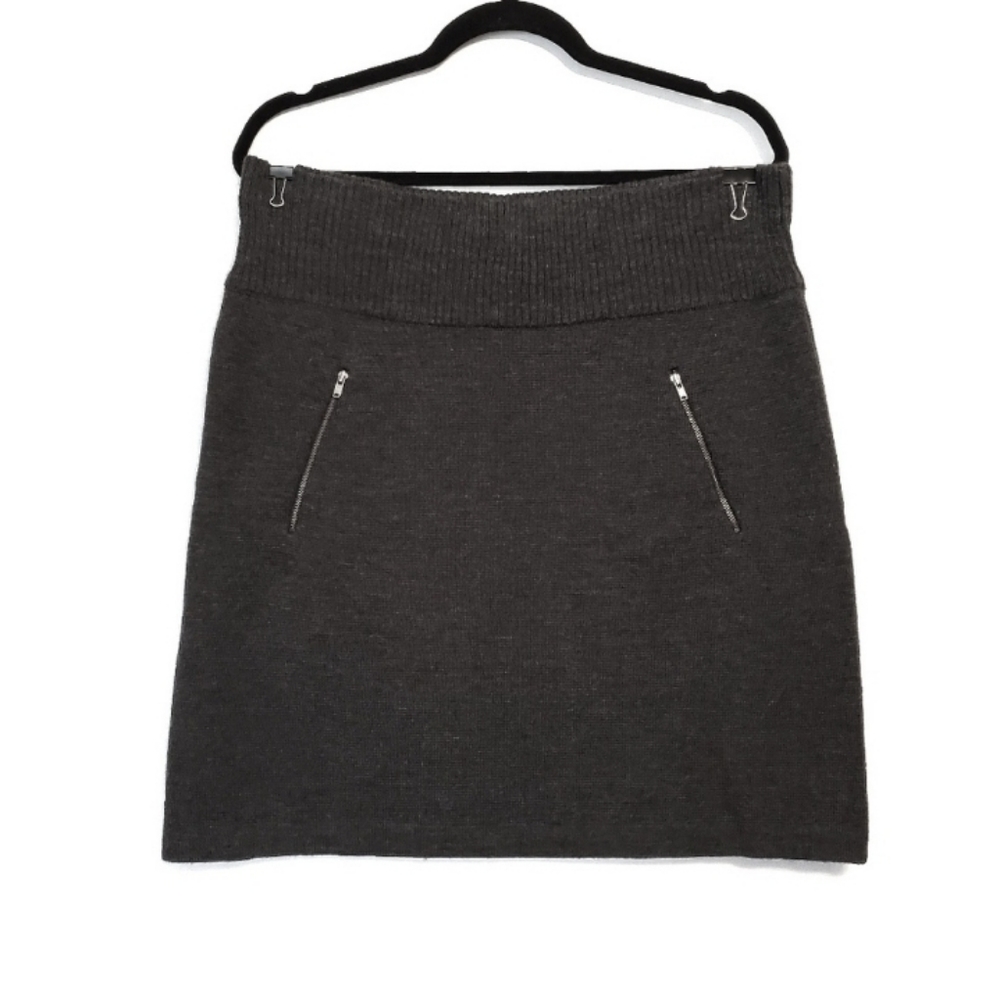 Loft merino wool blend dark gray skirt